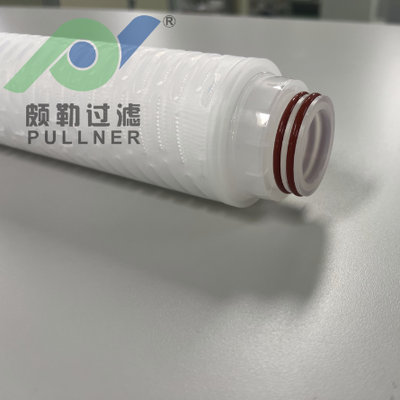 40-Inch PTFE Pleated Filter Cartridge with Red Silicone for High Flow Rate Chemical and High-Purity Liquid Filtration