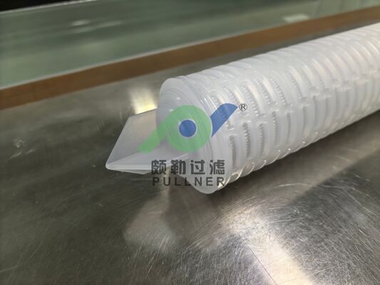 40-Inch PTFE Pleated Filter Cartridge with Red Silicone for High Flow Rate Chemical and High-Purity Liquid Filtration