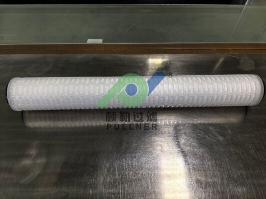 40-Inch PTFE Pleated Filter Cartridge with Red Silicone for High Flow Rate Chemical and High-Purity Liquid Filtration
